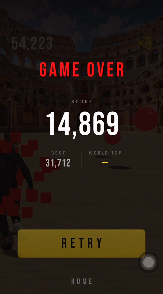 Score attack — game over screen